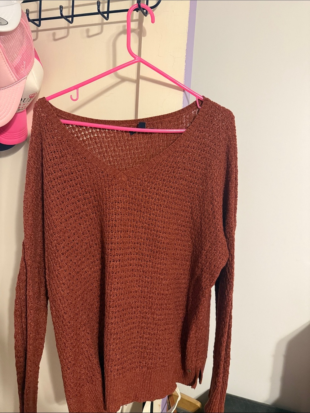 American Eagle Outfitters Scoop Neck Lightweight Knit Sweater — Rust Brown